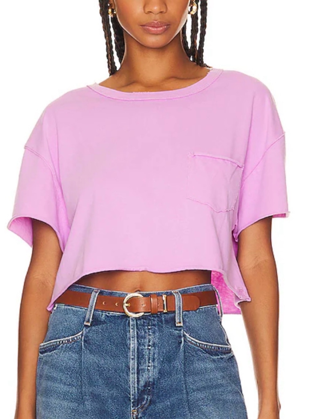 We The Free Cropped Pocket Tee in Light Pink